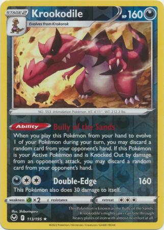 Krookodile 113/195 Reverse Holo | Silver Tempest | Pokemon Card