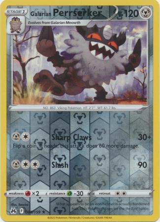 Galarian Perrserker 85/159 Reverse Holo | Crown Zenith | Pokemon Card