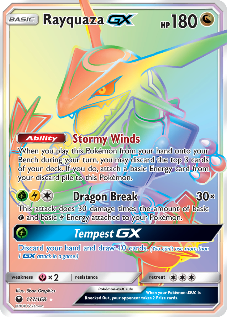 Rayquaza-GX 177/168 Rare Rainbow | Celestial Storm | Pokemon Card