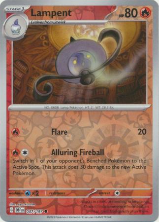Lampent 37/197 Reverse Holo | Obsidian Flames | Pokemon Card