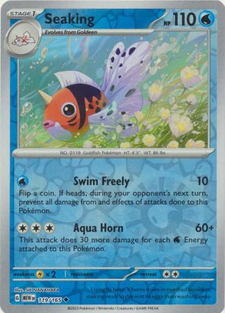 Seaking 119/165 Reverse Holo | 151 | Pokemon Card
