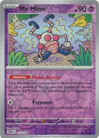 Mr. Mime 122/165 Reverse Holo | 151 | Pokemon Card