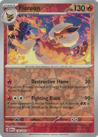Flareon 136/165 Reverse Holo | 151 | Pokemon Card