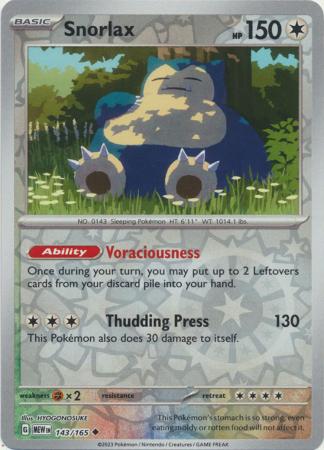 Snorlax 143/165 Reverse Holo | 151 | Pokemon Card