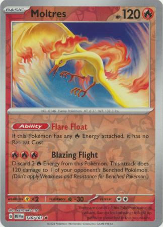 Moltres 146/165 Reverse Holo | 151 | Pokemon Card