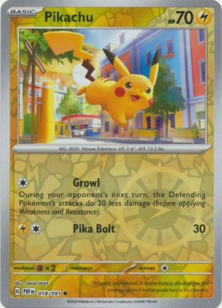 Pikachu 18/91 Reverse Holo | Paldean Fates | Pokemon Card