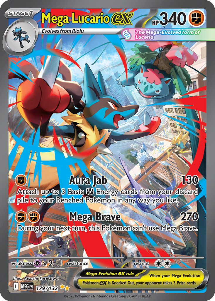 Mega Lucario ex 179/132 Special Illustration Rare | Mega Evolution | Pokemon Card