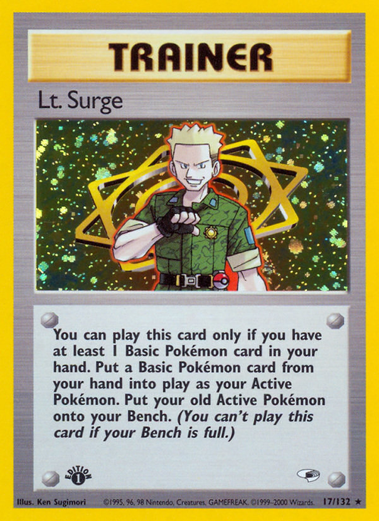 Lt. Surge 17/132 Rare Holo | Gym Heroes | Pokemon Card