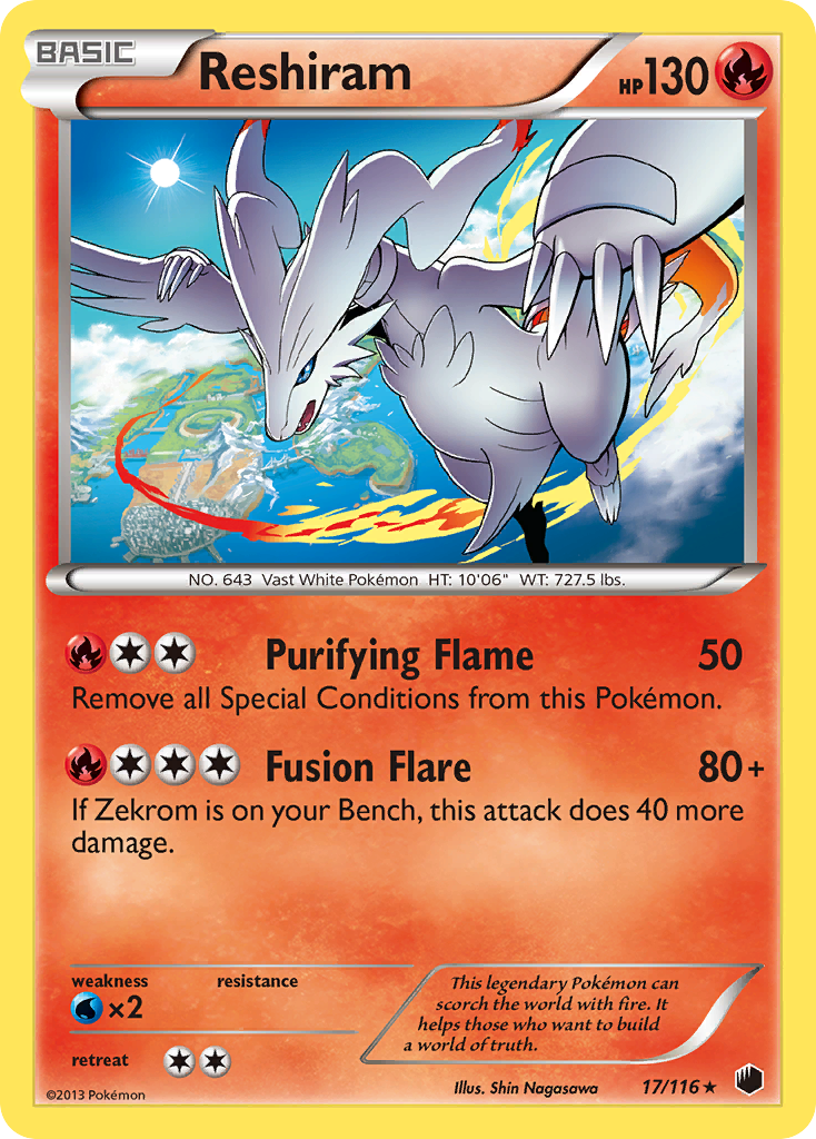 Reshiram 17/116 Rare Holo | Plasma Freeze | Pokemon Card