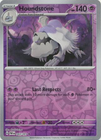 Houndstone 43/91 Reverse Holo | Paldean Fates | Pokemon Card