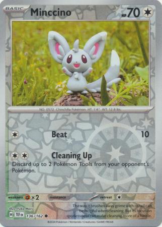 Minccino 136/162 Reverse Holo | Temporal Forces | Pokemon Card