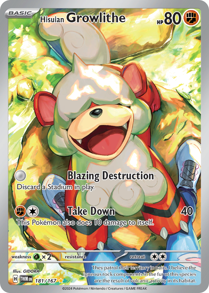 Hisuian Growlithe 181/167 Illustration Rare | Twilight Masquerade | Pokemon Card