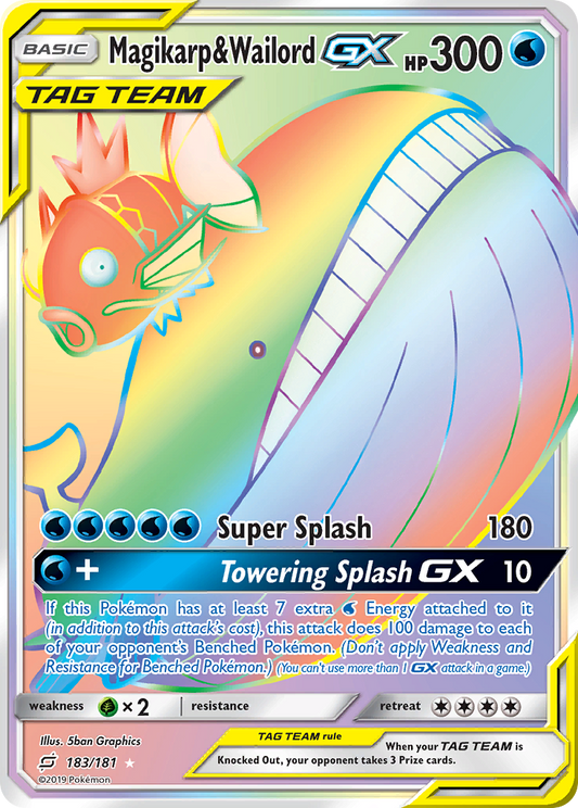 Magikarp & Wailord-GX 183/181 Rare Rainbow | Team Up | Pokemon Card