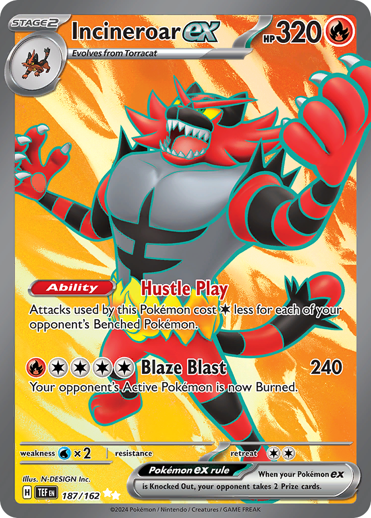 Incineroar ex 187/162 Ultra Rare | Temporal Forces | Pokemon Card