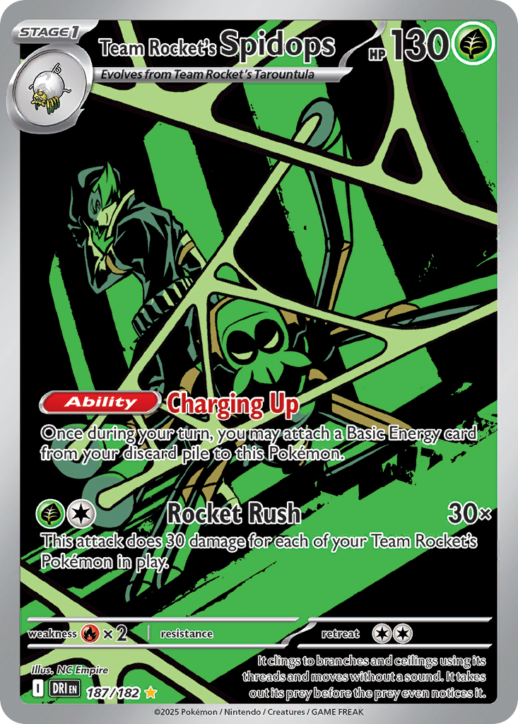 Team Rocket's Spidops 187/182 Illustration Rare | Destined Rivals | Pokemon Card