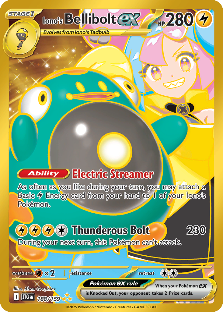 Iono's Bellibolt ex 188/159 Hyper Rare | Journey Together | Pokemon Card