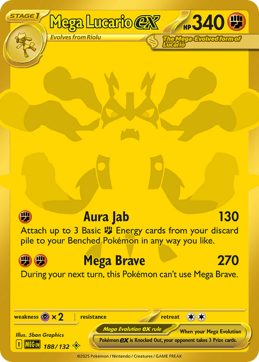 Mega Lucario ex 188/132 Mega Hyper Rare | Mega Evolution | Pokemon Card
