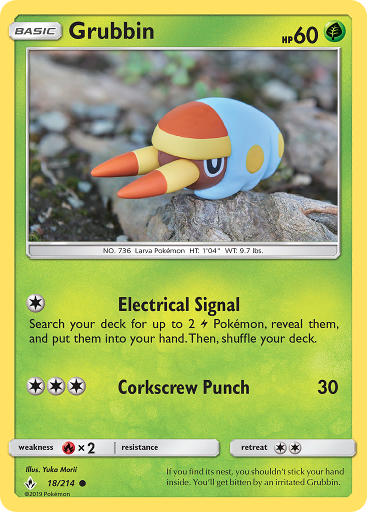 Grubbin 18/214 Common | Unbroken Bonds | Pokemon Card