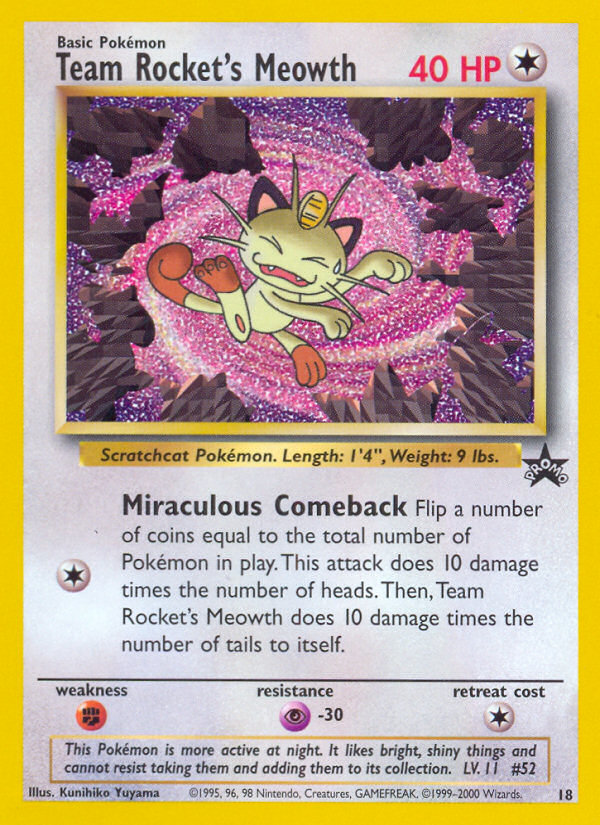 Team Rocket's Meowth 18/53 Promo | Wizards Black Star Promos | Pokemon Card
