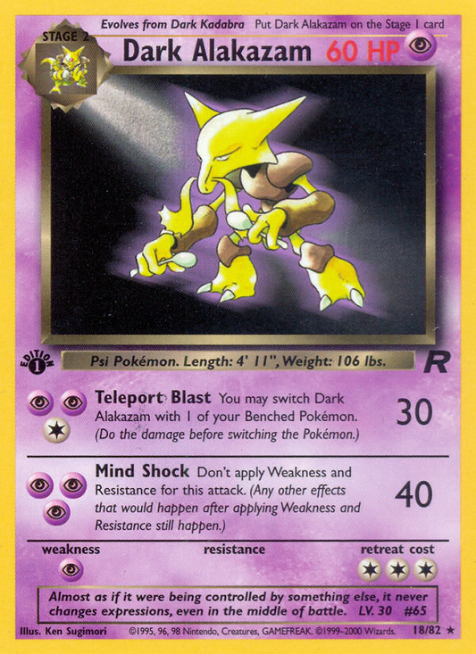 Dark Alakazam 18/82 Rare | Team Rocket | Pokemon Card