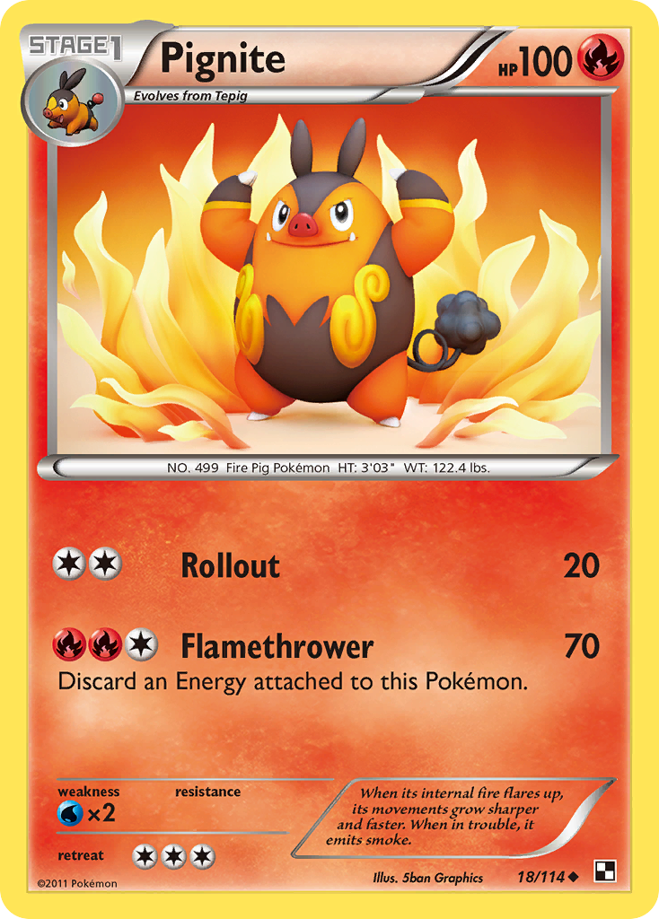 Pignite 18/114 Uncommon | Black & White | Pokemon Card