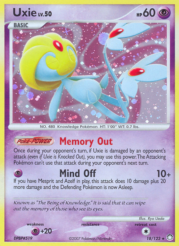 Uxie 18/123 Rare Holo | Mysterious Treasures | Pokemon Card