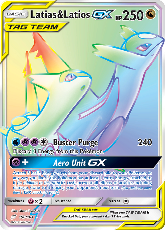 Latias & Latios-GX 190/181 Rare Rainbow | Team Up | Pokemon Card