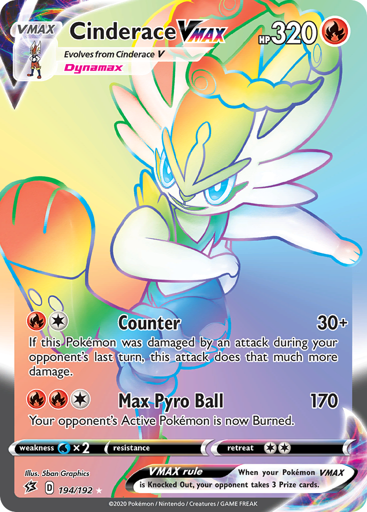 Cinderace VMAX 194/192 Rare Rainbow | Rebel Clash | Pokemon Card