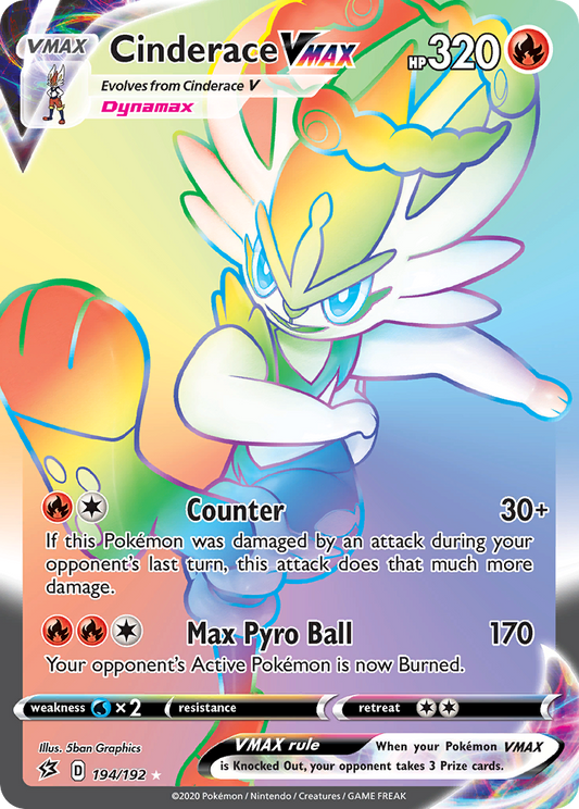 Cinderace VMAX 194/192 Rare Rainbow | Rebel Clash | Pokemon Card