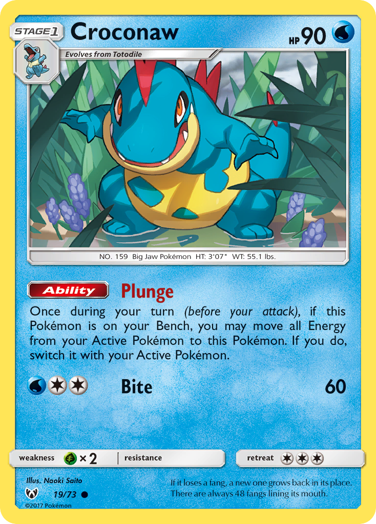 Croconaw 19/73 Common | Shining Legends | Pokemon Card