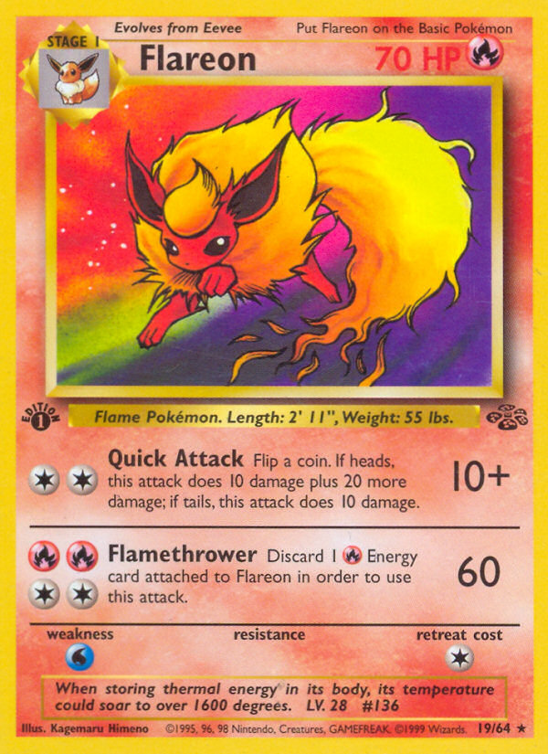 Flareon 19/64 Rare | Jungle | Pokemon Card