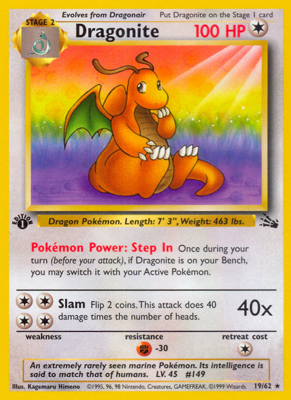 Dragonite 19/62 Rare | Fossil | Pokemon Card