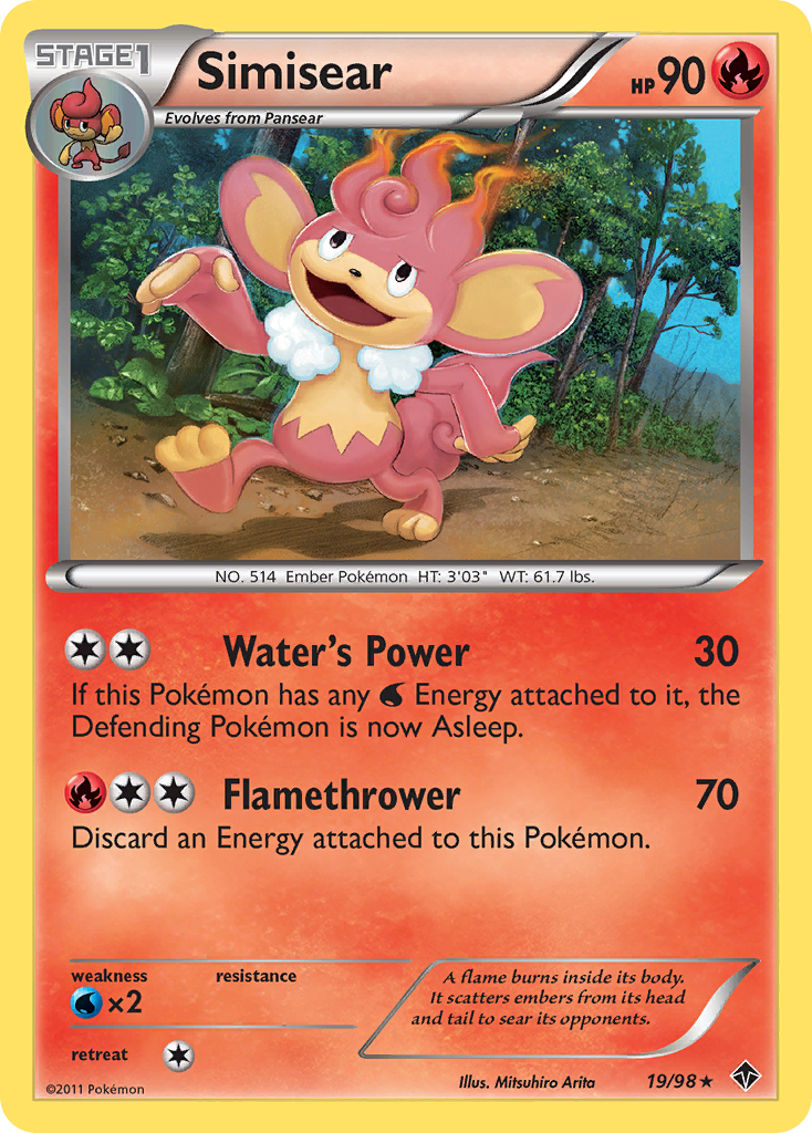 Simisear 19/98 Rare | Emerging Powers | Pokemon Card