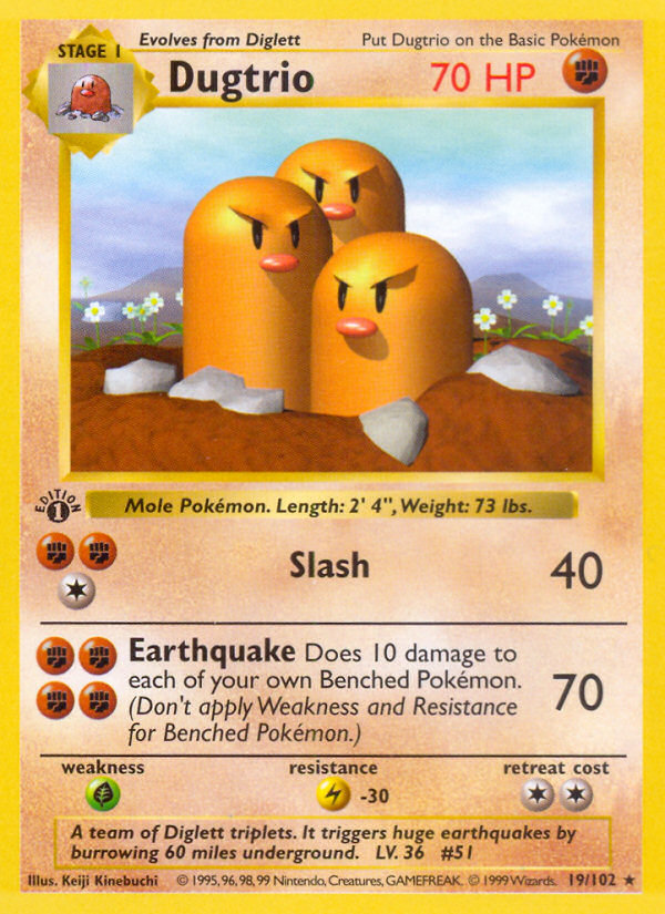 Dugtrio 19/102 Rare | Base | Pokemon Card