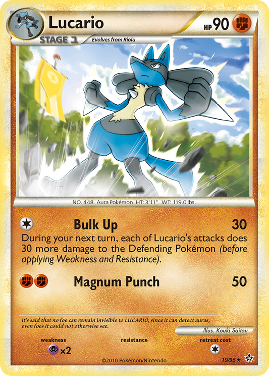 Lucario 19/95 Rare | HS—Unleashed | Pokemon Card
