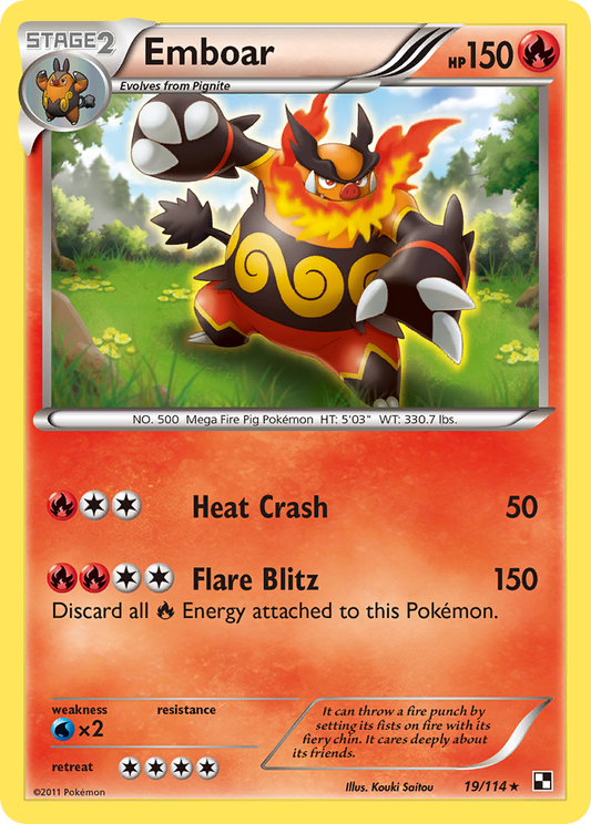 Emboar 19/114 Rare Holo | Black & White | Pokemon Card