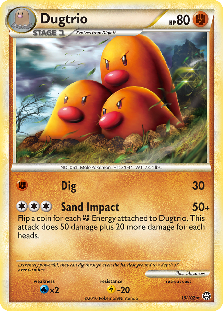 Dugtrio 19/102 Rare | HS—Triumphant | Pokemon Card