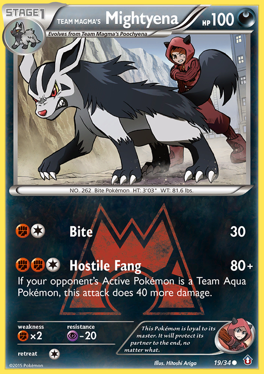 Team Magma's Mightyena 19/34 Common | Double Crisis | Pokemon Card