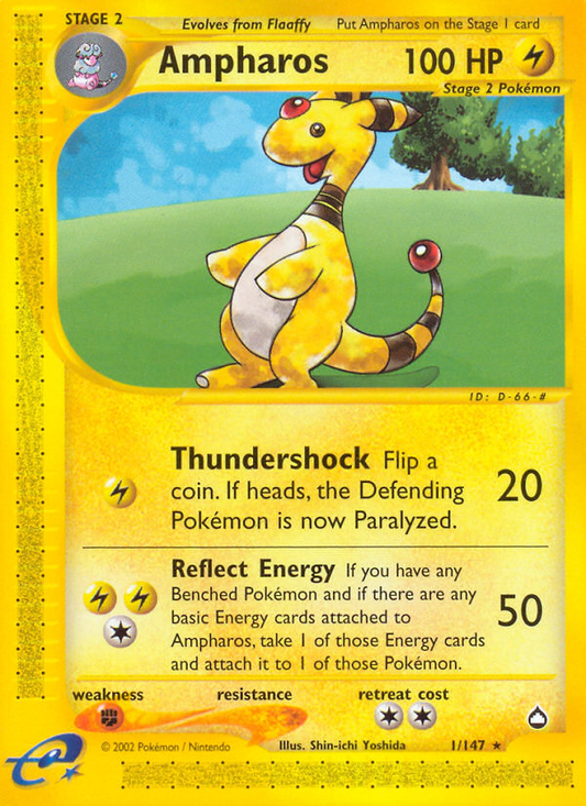 Ampharos 1/147 Rare | Aquapolis | Pokemon Card