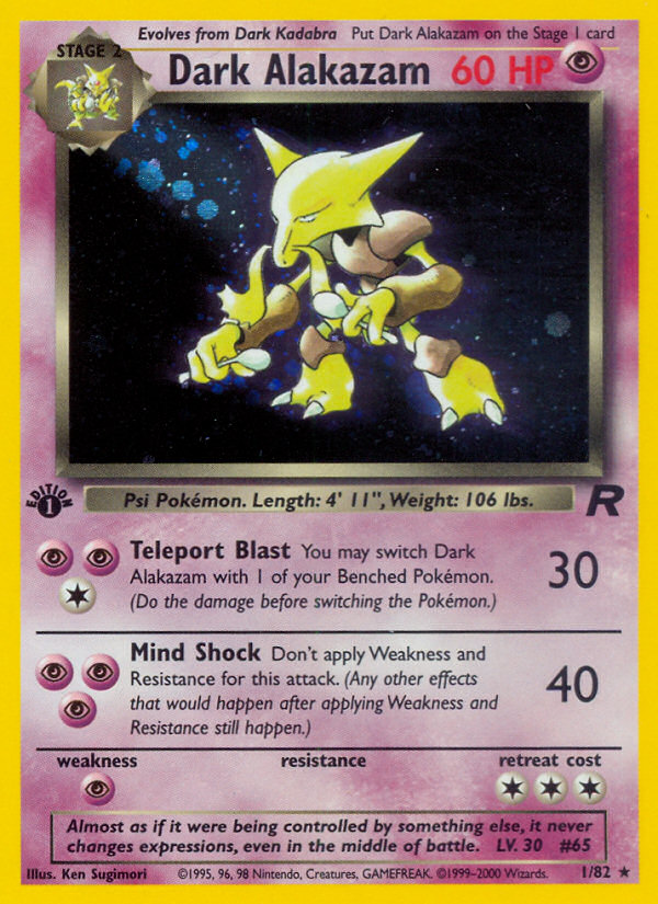Dark Alakazam 1/82 Rare Holo | Team Rocket | Pokemon Card