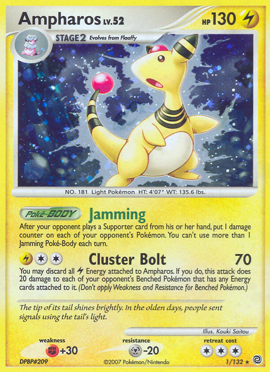 Ampharos 1/132 Rare Holo | Secret Wonders | Pokemon Card