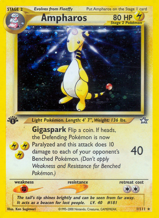 Ampharos 1/111 Rare Holo | Neo Genesis | Pokemon Card