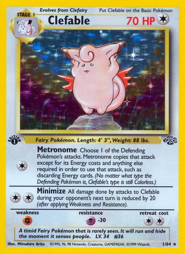 Clefable 1/64 Rare Holo | Jungle | Pokemon Card