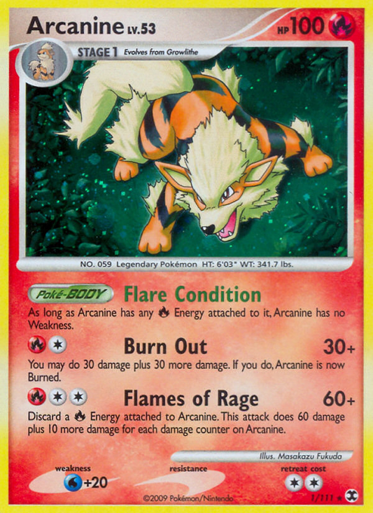 Arcanine 1/111 Rare Holo | Rising Rivals | Pokemon Card