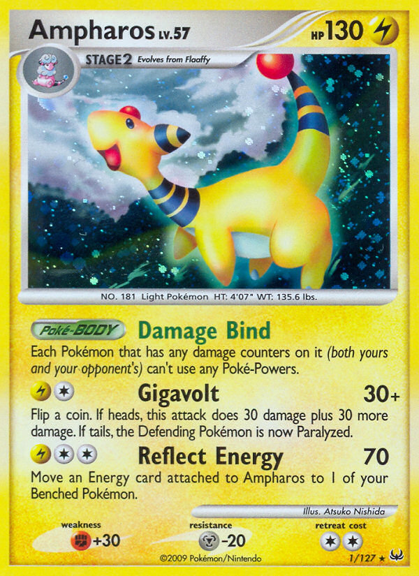 Ampharos 1/127 Rare Holo | Platinum | Pokemon Card