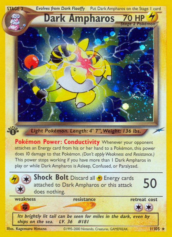 Dark Ampharos 1/105 Rare Holo | Neo Destiny | Pokemon Card