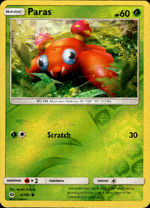 Paras 4/149 Reverse Holo | Sun & Moon | Pokemon Card