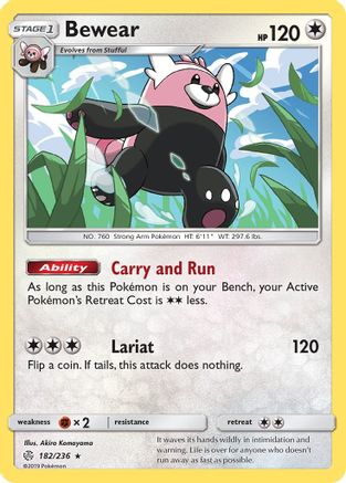 Bewear 182/236 Reverse Holo | Cosmic Eclipse | Pokemon Card