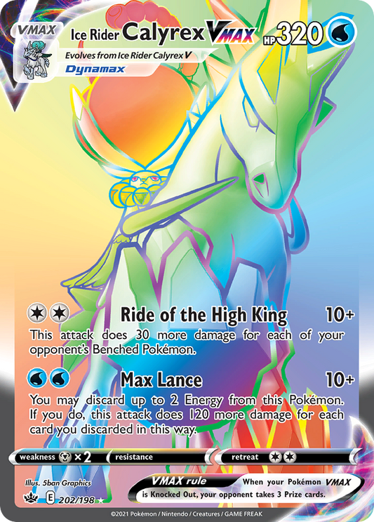 Ice Rider Calyrex VMAX 202/198 Rare Rainbow | Chilling Reign | Pokemon Card