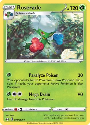 Roserade 4/202 Reverse Holo | Sword & Shield | Pokemon Card